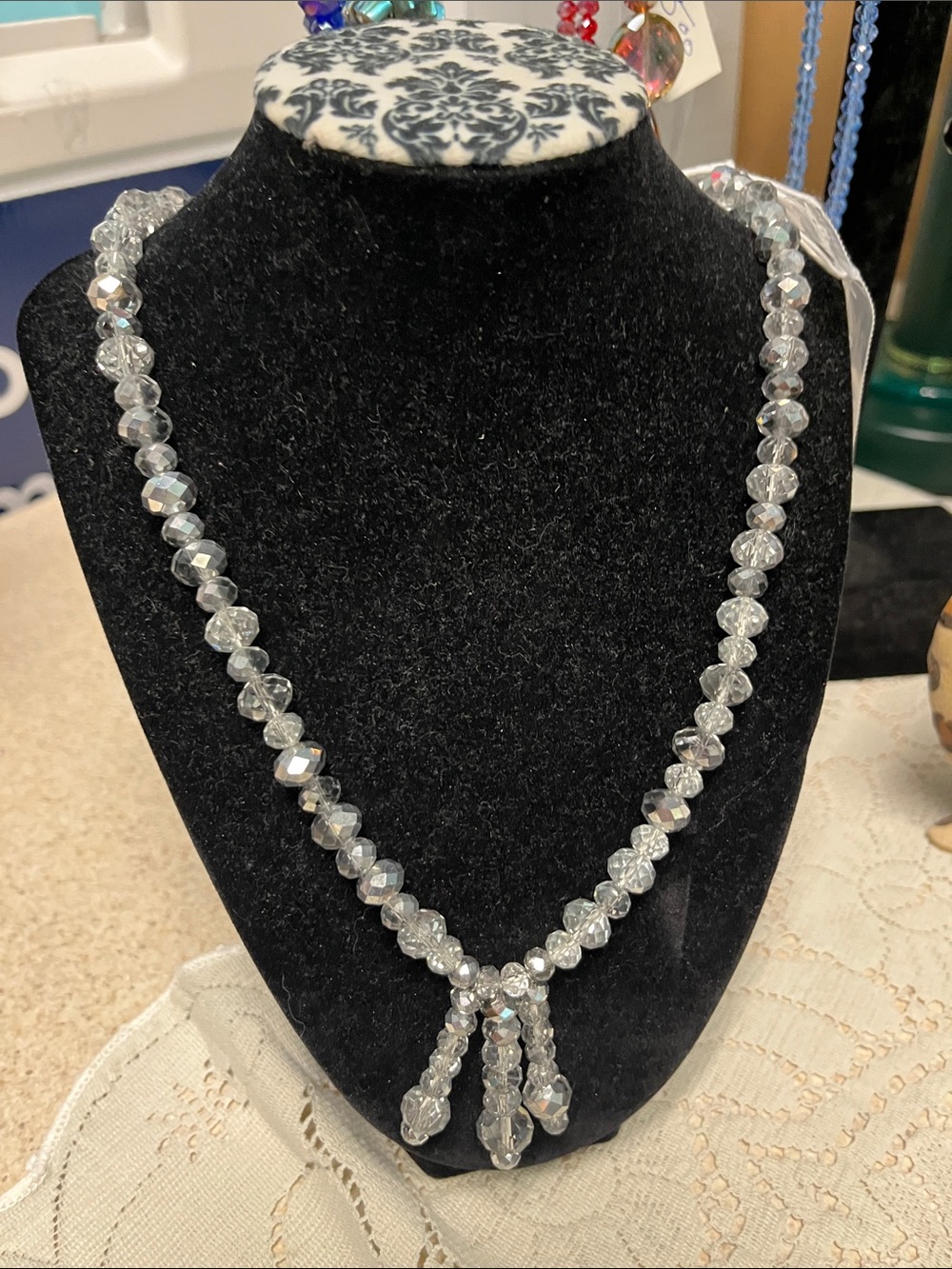 Austrian Crystal Bead Drop Necklace & Earrings Crystal